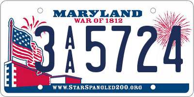 MD license plate 3AA5724