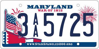 MD license plate 3AA5725