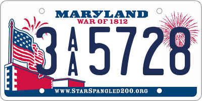 MD license plate 3AA5728