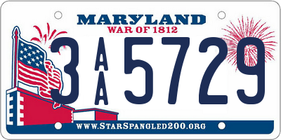 MD license plate 3AA5729