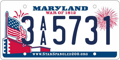 MD license plate 3AA5731