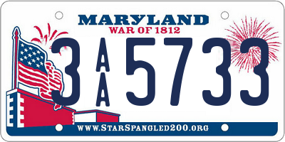 MD license plate 3AA5733