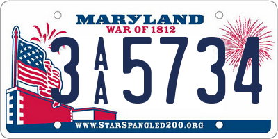 MD license plate 3AA5734