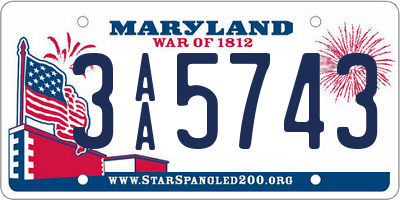 MD license plate 3AA5743