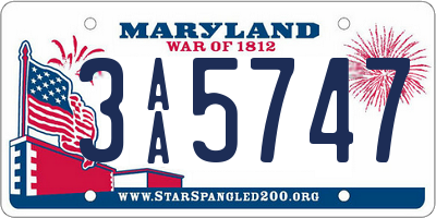 MD license plate 3AA5747