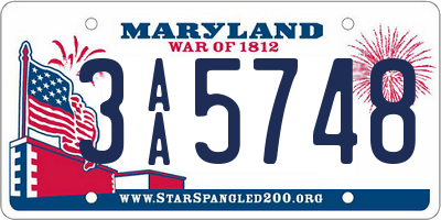 MD license plate 3AA5748