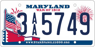 MD license plate 3AA5749