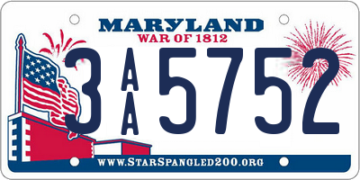 MD license plate 3AA5752