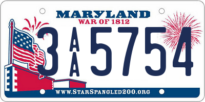 MD license plate 3AA5754