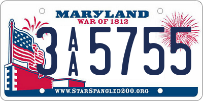 MD license plate 3AA5755