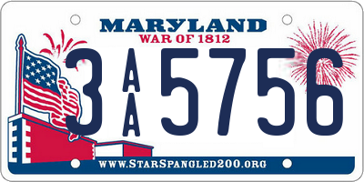 MD license plate 3AA5756