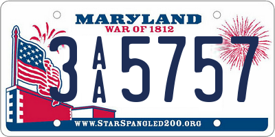 MD license plate 3AA5757