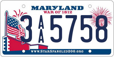 MD license plate 3AA5758