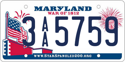 MD license plate 3AA5759