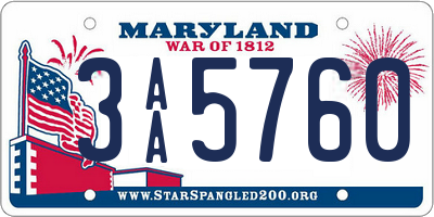 MD license plate 3AA5760