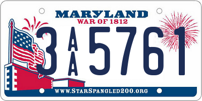 MD license plate 3AA5761