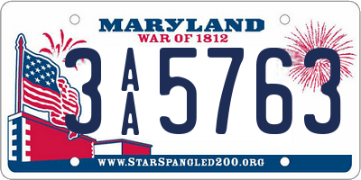 MD license plate 3AA5763