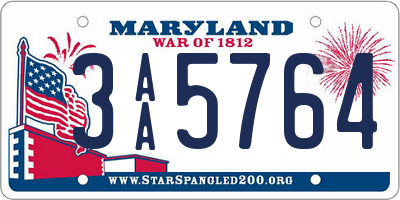 MD license plate 3AA5764