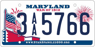 MD license plate 3AA5766