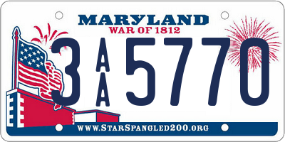 MD license plate 3AA5770