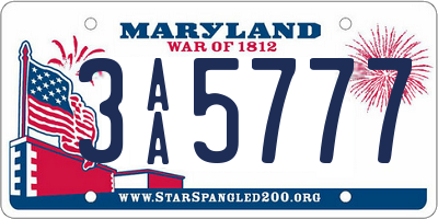 MD license plate 3AA5777