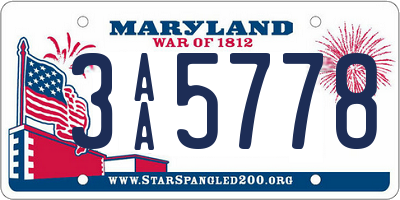 MD license plate 3AA5778