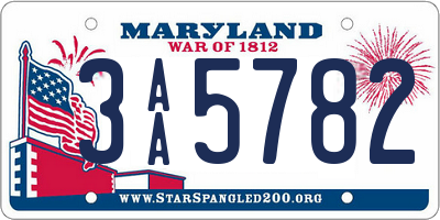 MD license plate 3AA5782