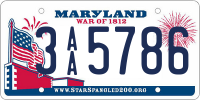 MD license plate 3AA5786