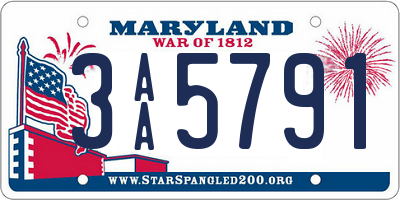 MD license plate 3AA5791