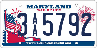 MD license plate 3AA5792