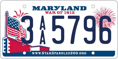 MD license plate 3AA5796