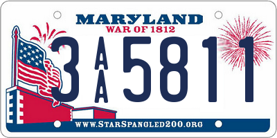 MD license plate 3AA5811