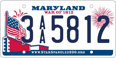 MD license plate 3AA5812