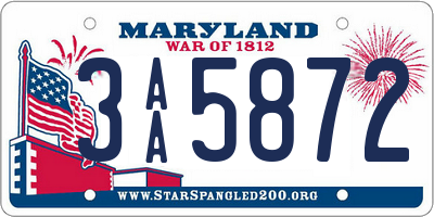 MD license plate 3AA5872