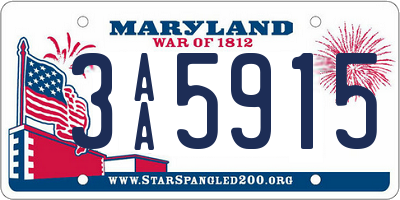 MD license plate 3AA5915