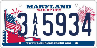MD license plate 3AA5934
