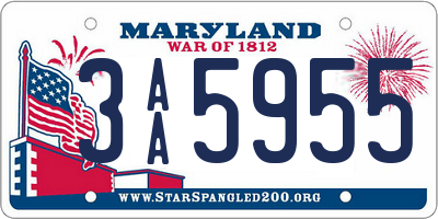 MD license plate 3AA5955