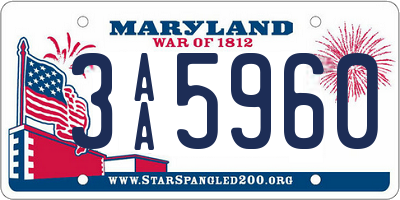 MD license plate 3AA5960
