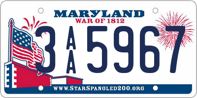 MD license plate 3AA5967