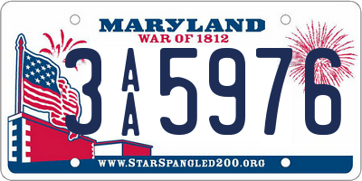 MD license plate 3AA5976