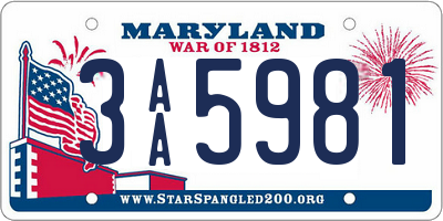 MD license plate 3AA5981
