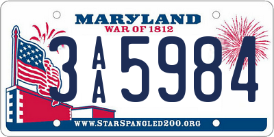 MD license plate 3AA5984