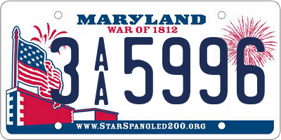 MD license plate 3AA5996