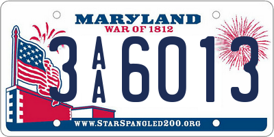 MD license plate 3AA6013