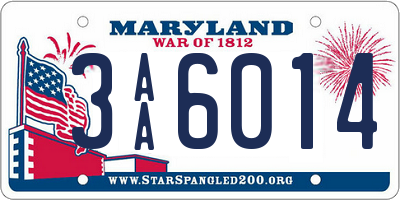 MD license plate 3AA6014