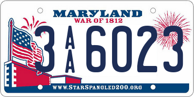 MD license plate 3AA6023