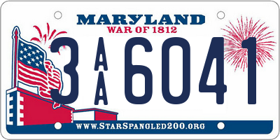 MD license plate 3AA6041