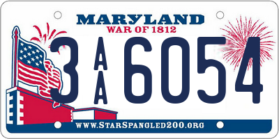 MD license plate 3AA6054