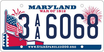MD license plate 3AA6068