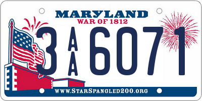 MD license plate 3AA6071